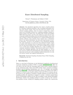 Exact Distributed Sampling