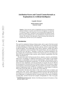 Attribution-Scores and Causal Counterfactuals as Explanations in
  Artificial Intelligence