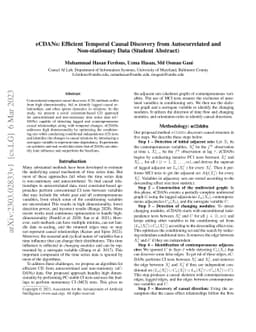 eCDANs: Efficient Temporal Causal Discovery from Autocorrelated and
  Non-stationary Data (Student Abstract)