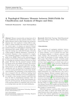A Topological Distance Measure between Multi-Fields for Classification
  and Analysis of Shapes and Data