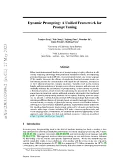Dynamic Prompting: A Unified Framework for Prompt Tuning