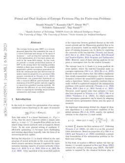 Primal and Dual Analysis of Entropic Fictitious Play for Finite-sum
  Problems