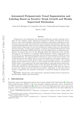 Automated Peripancreatic Vessel Segmentation and Labeling Based on
  Iterative Trunk Growth and Weakly Supervised Mechanism