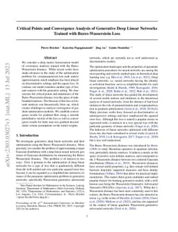 Critical Points and Convergence Analysis of Generative Deep Linear
  Networks Trained with Bures-Wasserstein Loss