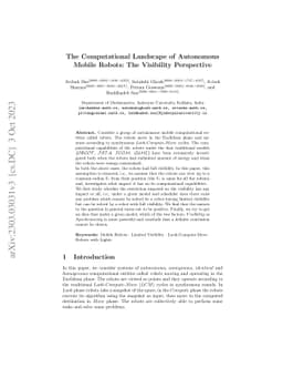The Computational Landscape of Autonomous Mobile Robots: The Visibility
  Perspective