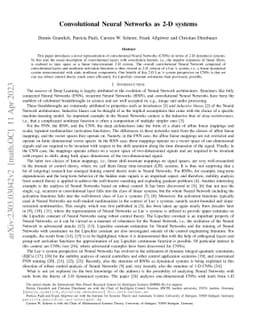 Convolutional Neural Networks as 2-D systems