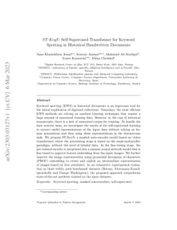 ST-KeyS: Self-Supervised Transformer for Keyword Spotting in Historical
  Handwritten Documents