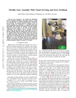 Flexible Gear Assembly With Visual Servoing and Force Feedback