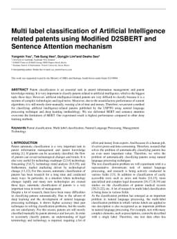 Multi label classification of Artificial Intelligence related patents
  using Modified D2SBERT and Sentence Attention mechanism