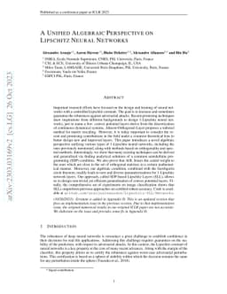 A Unified Algebraic Perspective on Lipschitz Neural Networks