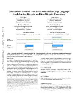 Choice Over Control: How Users Write with Large Language Models using
  Diegetic and Non-Diegetic Prompting