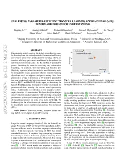 Evaluating Parameter-Efficient Transfer Learning Approaches on SURE
  Benchmark for Speech Understanding