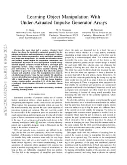 Learning Object Manipulation With Under-Actuated Impulse Generator
  Arrays
