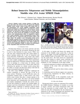 Robust Immersive Telepresence and Mobile Telemanipulation: NimbRo wins
  ANA Avatar XPRIZE Finals