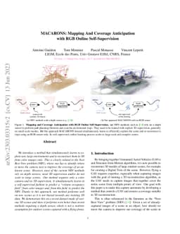 MACARONS: Mapping And Coverage Anticipation with RGB Online
  Self-Supervision