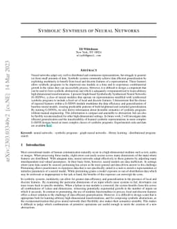 Symbolic Synthesis of Neural Networks