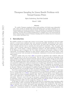 Thompson Sampling for Linear Bandit Problems with Normal-Gamma Priors