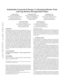 Stakeholder-Centered AI Design: Co-Designing Worker Tools with Gig
  Workers through Data Probes