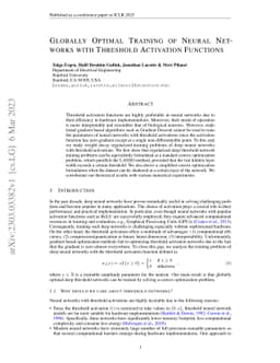 Globally Optimal Training of Neural Networks with Threshold Activation
  Functions