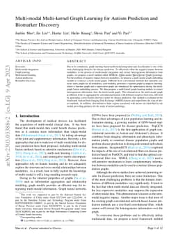 Multi-modal Multi-kernel Graph Learning for Autism Prediction and Biomarker Discovery