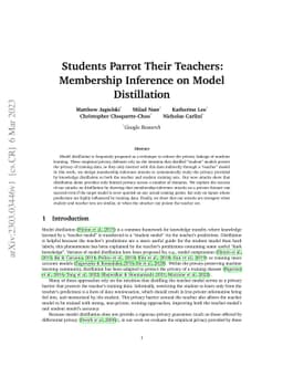 Students Parrot Their Teachers: Membership Inference on Model
  Distillation