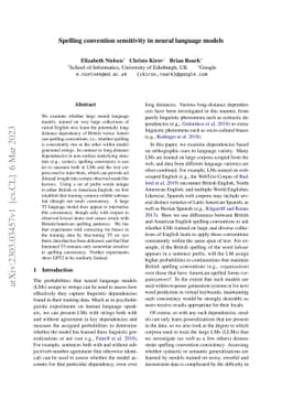 Spelling convention sensitivity in neural language models