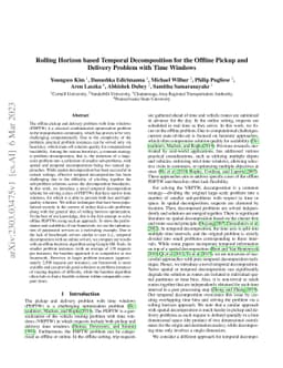 Rolling Horizon based Temporal Decomposition for the Offline Pickup and
  Delivery Problem with Time Windows