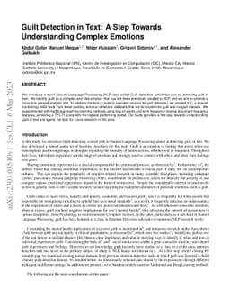 Guilt Detection in Text: A Step Towards Understanding Complex Emotions