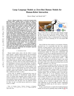 Large Language Models as Zero-Shot Human Models for Human-Robot
  Interaction