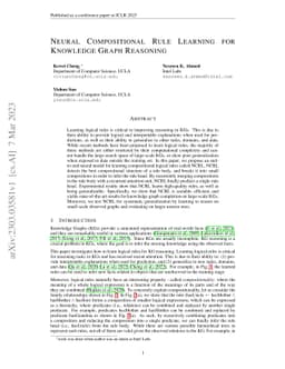 Neural Compositional Rule Learning for Knowledge Graph Reasoning