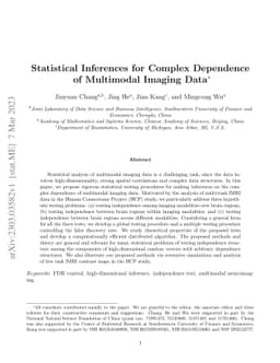 Statistical inferences for complex dependence of multimodal imaging data