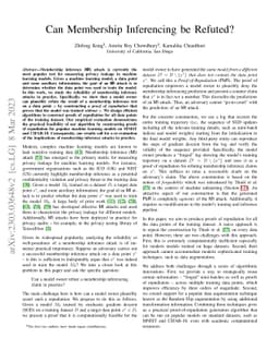 Can Membership Inferencing be Refuted?