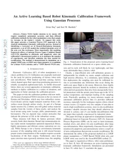 An Active Learning Based Robot Kinematic Calibration Framework Using
  Gaussian Processes