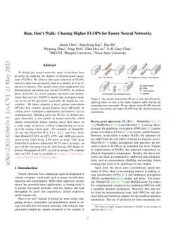 Run, Don't Walk: Chasing Higher FLOPS for Faster Neural Networks