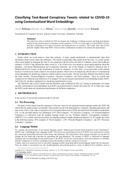 Classifying Text-Based Conspiracy Tweets related to COVID-19 using
  Contextualized Word Embeddings