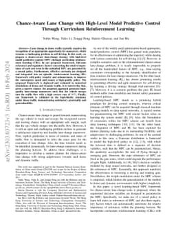 Chance-Aware Lane Change with High-Level Model Predictive Control
  Through Curriculum Reinforcement Learning