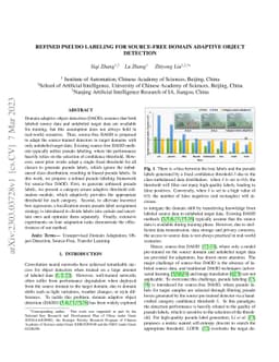Refined Pseudo labeling for Source-free Domain Adaptive Object Detection