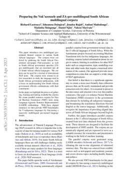 Preparing the Vukúzenzele and ZA-gov-multilingual South African
  multilingual corpora