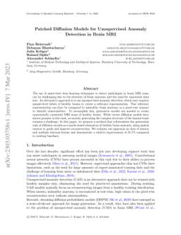 Patched Diffusion Models for Unsupervised Anomaly Detection in Brain MRI