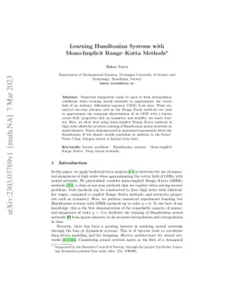 Learning Hamiltonian Systems with Mono-Implicit Runge-Kutta Methods
