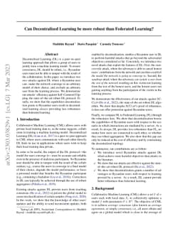 Can Decentralized Learning be more robust than Federated Learning?