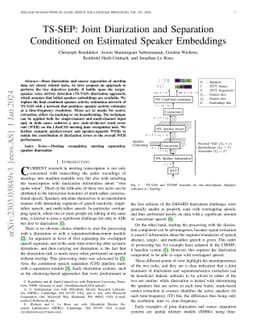 TS-SEP: Joint Diarization and Separation Conditioned on Estimated
  Speaker Embeddings
