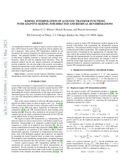 Kernel interpolation of acoustic transfer functions with adaptive kernel
  for directed and residual reverberations