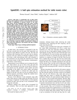 SpinDOE: A ball spin estimation method for table tennis robot
