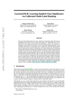 GaussianMLR: Learning Implicit Class Significance via Calibrated
  Multi-Label Ranking