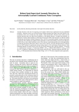 Robust Semi-Supervised Anomaly Detection via Adversarially Learned
  Continuous Noise Corruption