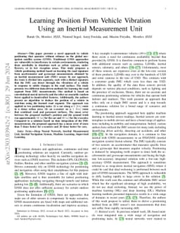 Learning Position From Vehicle Vibration Using an Inertial Measurement
  Unit