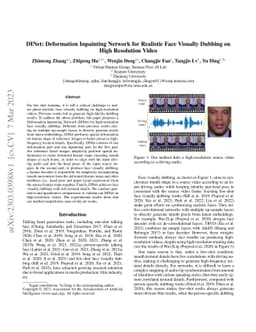 DINet: Deformation Inpainting Network for Realistic Face Visually
  Dubbing on High Resolution Video
