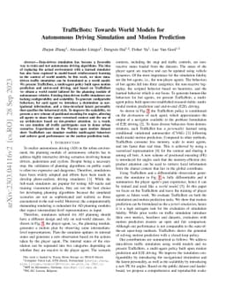 TrafficBots: Towards World Models for Autonomous Driving Simulation and
  Motion Prediction