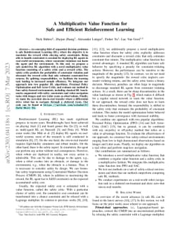 A Multiplicative Value Function for Safe and Efficient Reinforcement
  Learning